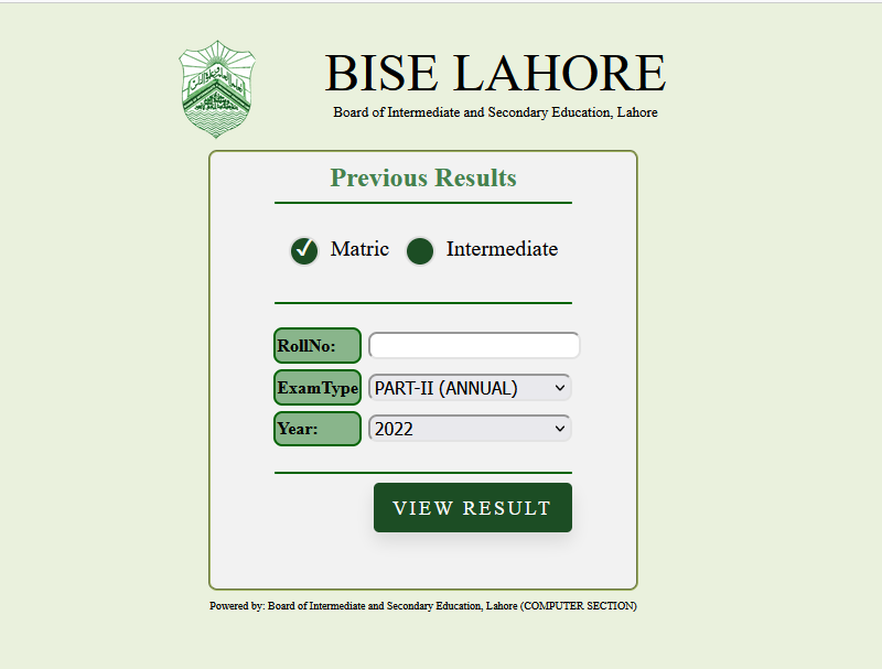 BISE Lahore Board 11th Class Result